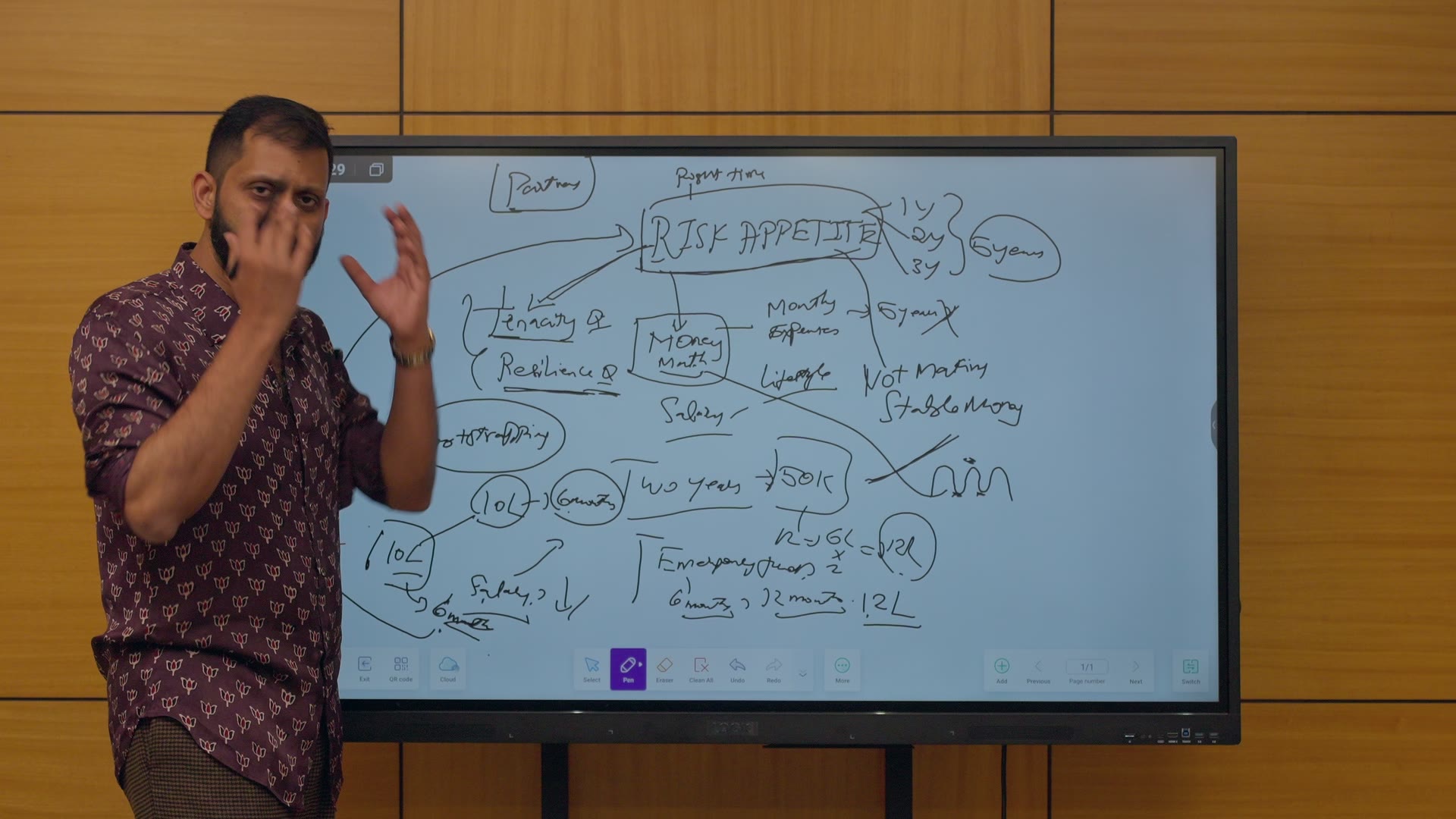 Shashank at a whiteboard, explaining.